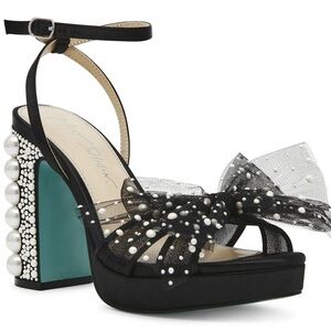 Betsey Johnson Pearl and Bow Block Heels